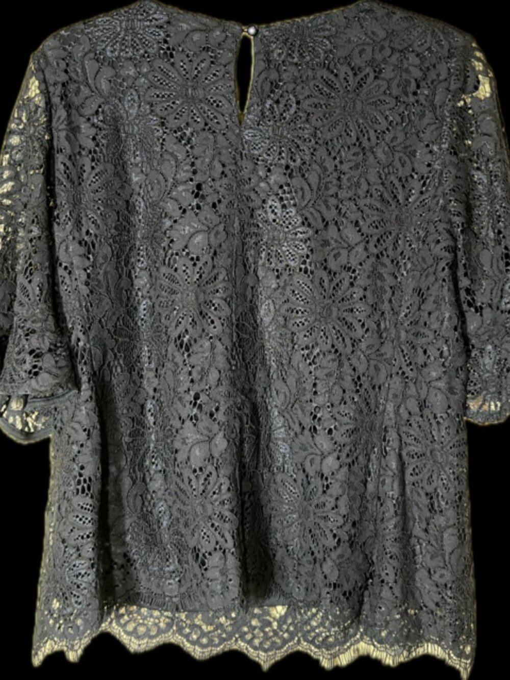 Nanette Navy Puff Sleeve Lined Size M Lace Top EUC (#2112) - Picture 5 of 10